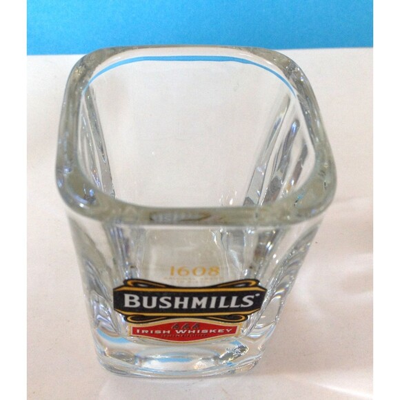 Vintage Bushmills 1608 Irish Whiskey Shot Glass Square Heavy Glass - Picture 7 of 8